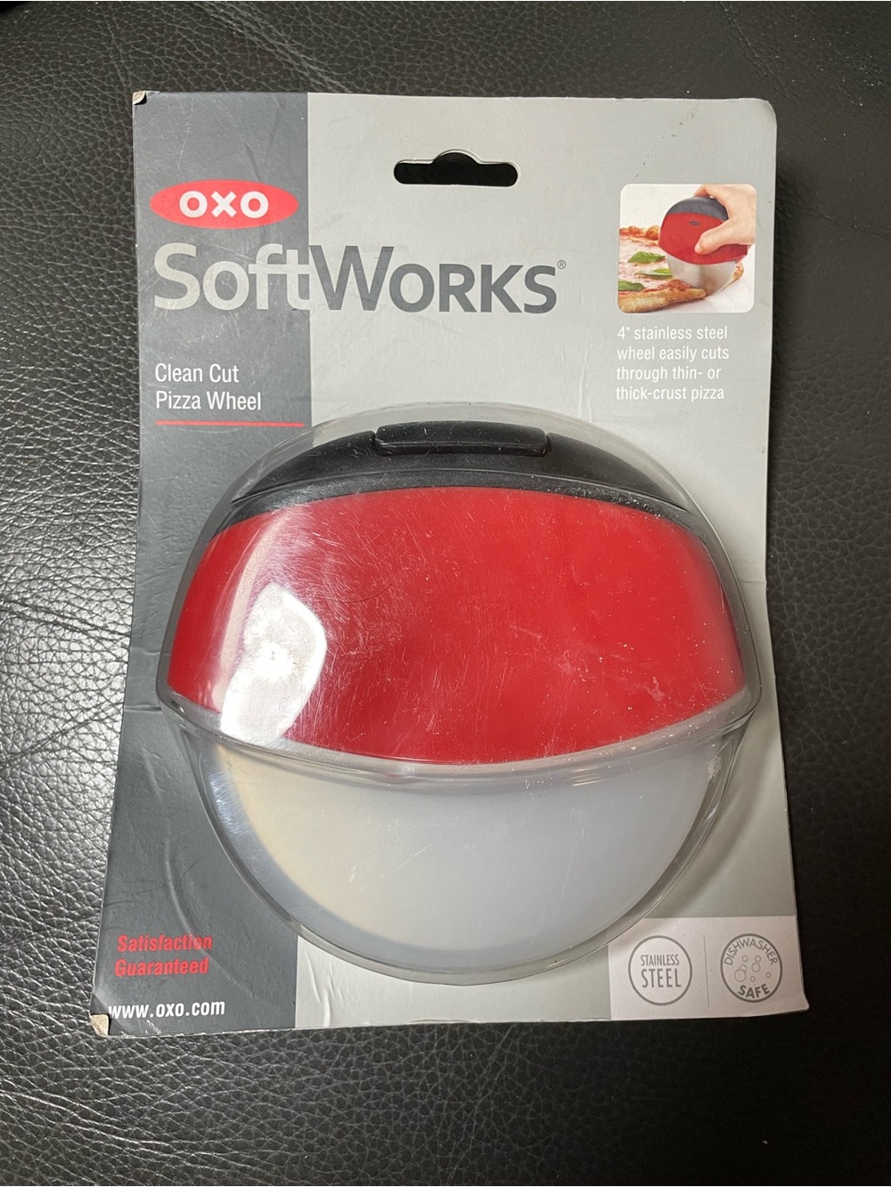 OXO SoftWorks Clean Cut Pizza Wheel 4in Stainless Steel/Plastic Red Black